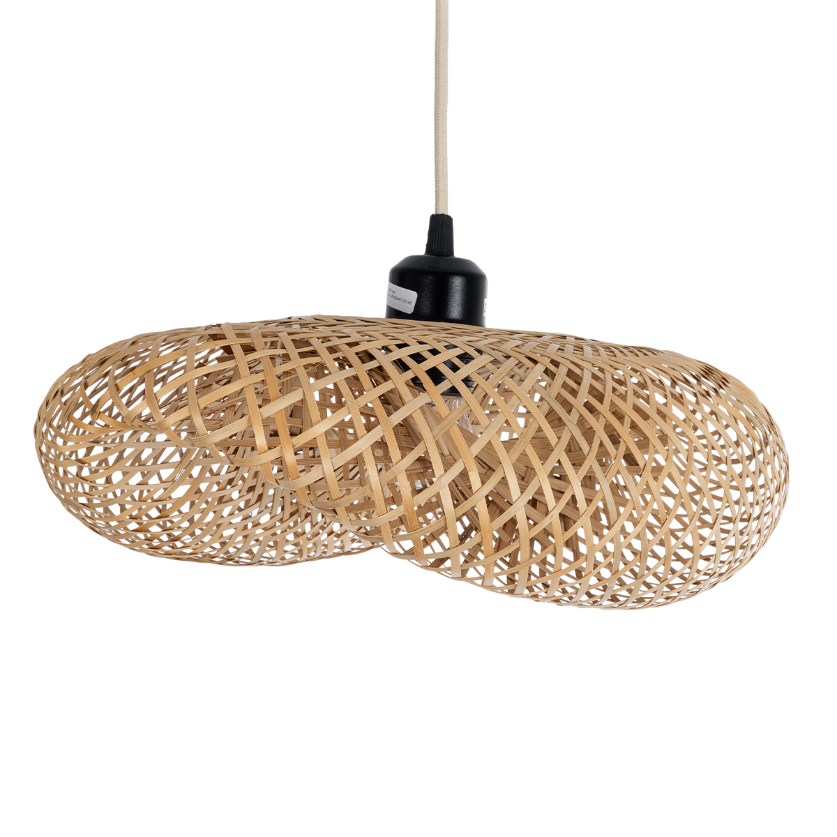 GloboStar® MEXICO 00718 Boho Κρεμαστό Φωτιστικό Ανάρτηση Μονόφωτο 1 x E27 IP20 Μπεζ Ξύλο - Μ40 x Π30 x Y18cm