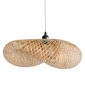 GloboStar® MEXICO 00719 Boho Κρεμαστό Φωτιστικό Ανάρτηση Μονόφωτο 1 x E27 IP20 Μπεζ Ξύλο - Μ65 x Π46 x Y30cm