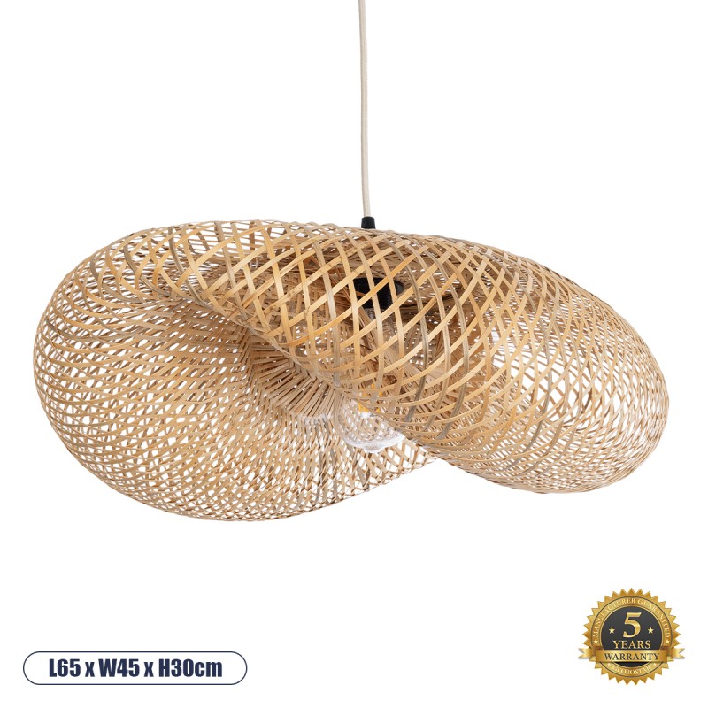 GLOBOSTAR® MEXICO 00719 Boho Κρεμαστό Φωτιστικό Οροφής με Ντουί 1 x E27 AC 220-240V IP20 - Μπεζ - Μ65 x Π46 x Y30cm