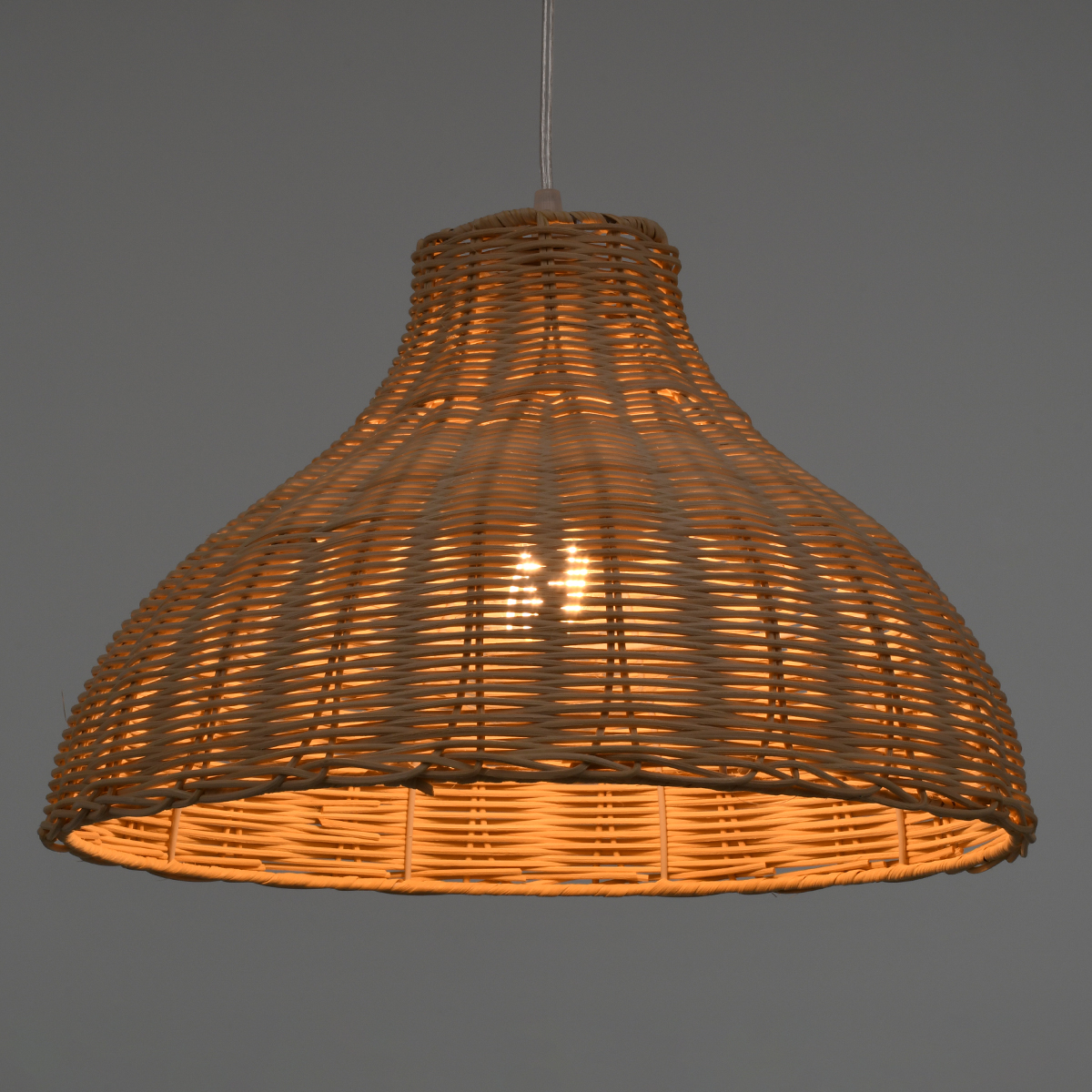 GloboStar® MAYOTTE 00724 Boho Κρεμαστό Φωτιστικό Καμπάνα Μονόφωτο 1 x E27 IP20 Μπεζ Ξύλο - Μ40 x Π40 x Υ28cm