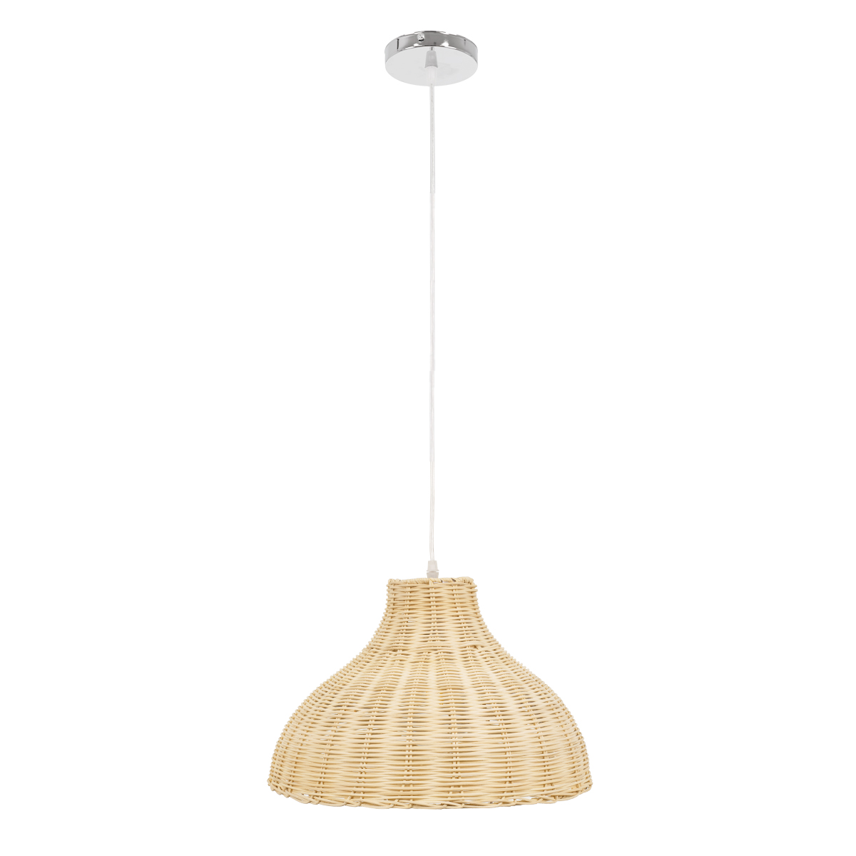 GloboStar® MAYOTTE 00724 Boho Κρεμαστό Φωτιστικό Καμπάνα Μονόφωτο 1 x E27 IP20 Μπεζ Ξύλο - Μ40 x Π40 x Υ28cm