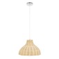GloboStar® MAYOTTE 00724 Boho Κρεμαστό Φωτιστικό Καμπάνα Μονόφωτο 1 x E27 IP20 Μπεζ Ξύλο - Μ40 x Π40 x Υ28cm