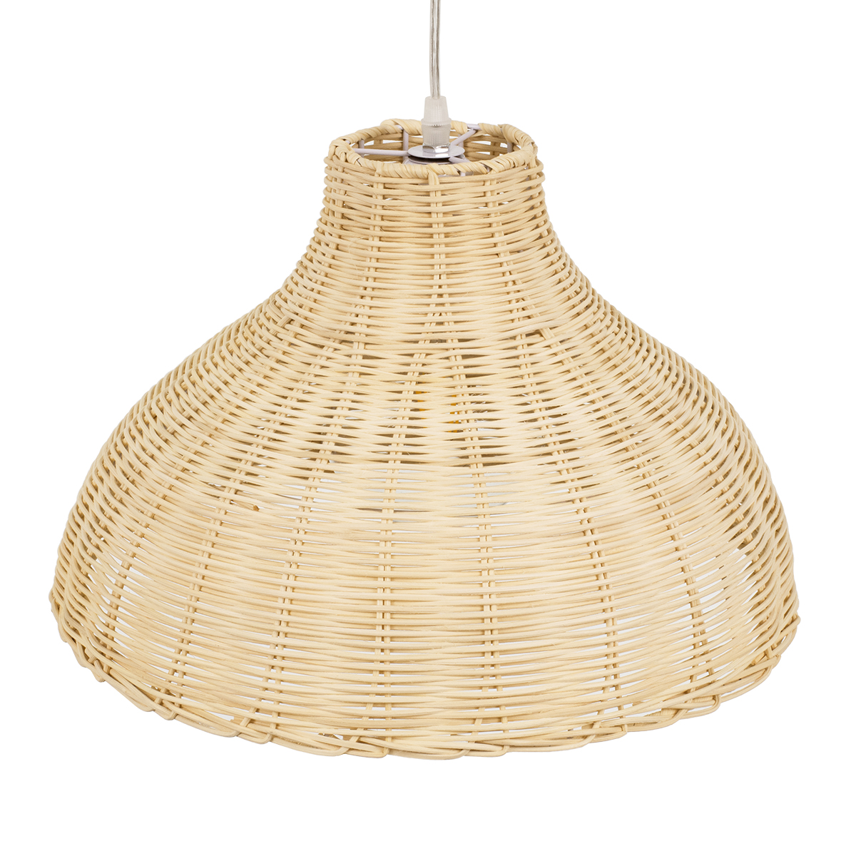 GloboStar® MAYOTTE 00724 Boho Κρεμαστό Φωτιστικό Καμπάνα Μονόφωτο 1 x E27 IP20 Μπεζ Ξύλο - Μ40 x Π40 x Υ28cm