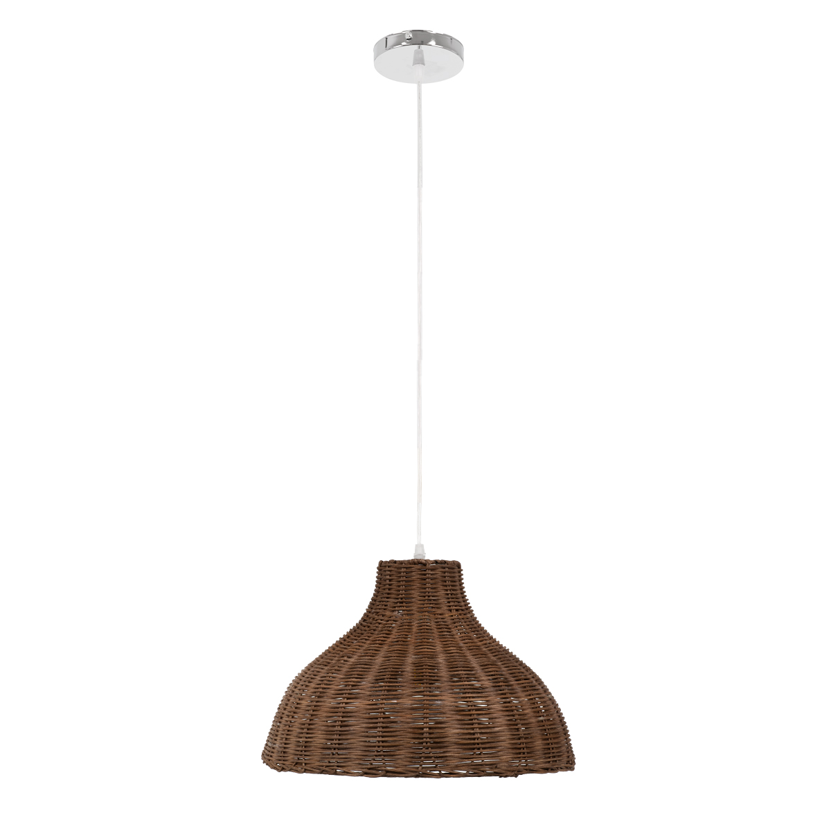 GloboStar® MAYOTTE 00725 Boho Κρεμαστό Φωτιστικό Καμπάνα Μονόφωτο 1 x E27 IP20 Καφέ Ξύλο - Μ40 x Π40 x Υ28cm