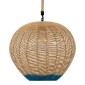 GloboStar® SIMON 00727 Boho Κρεμαστό Φωτιστικό Ανάρτηση Μονόφωτο 1 x E27 IP20 Μπεζ & Μπλε Σχοινί - Μ50 x Π50 x Y47cm