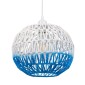 GloboStar® SANTOR 00728 Boho Κρεμαστό Φωτιστικό Πλέγμα Μονόφωτο 1 x E27 IP20 Λευκό & Μπλε Σχοινί - Μ30 x Π30 x Υ30cm