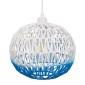 GloboStar® SANTOR 00728 Boho Κρεμαστό Φωτιστικό Πλέγμα Μονόφωτο 1 x E27 IP20 Λευκό & Μπλε Σχοινί - Μ30 x Π30 x Υ30cm