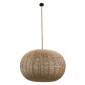 GloboStar® MANDALA 00732 Boho Κρεμαστό Φωτιστικό Πλέγμα Μονόφωτο 1 x E27 IP20 Μπεζ Σχοινί - Μ80 x Π80 x Υ60cm