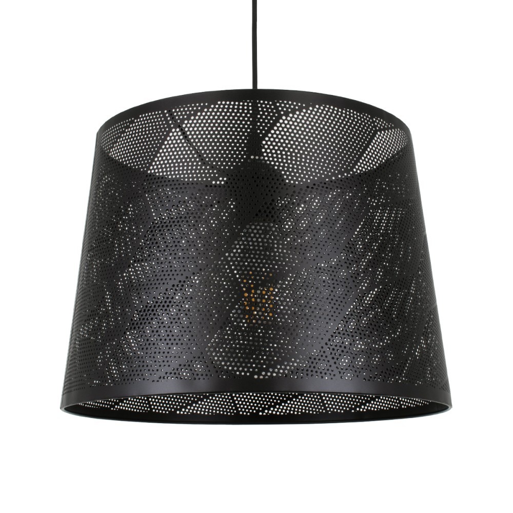 GloboStar® SPARKLE 00733 Μοντέρνο Κρεμαστό Φωτιστικό Καπέλο Μονόφωτο 1 x E27 IP20 Μαύρο Μέταλλο - Μ35 x Π35 x Υ26cm
