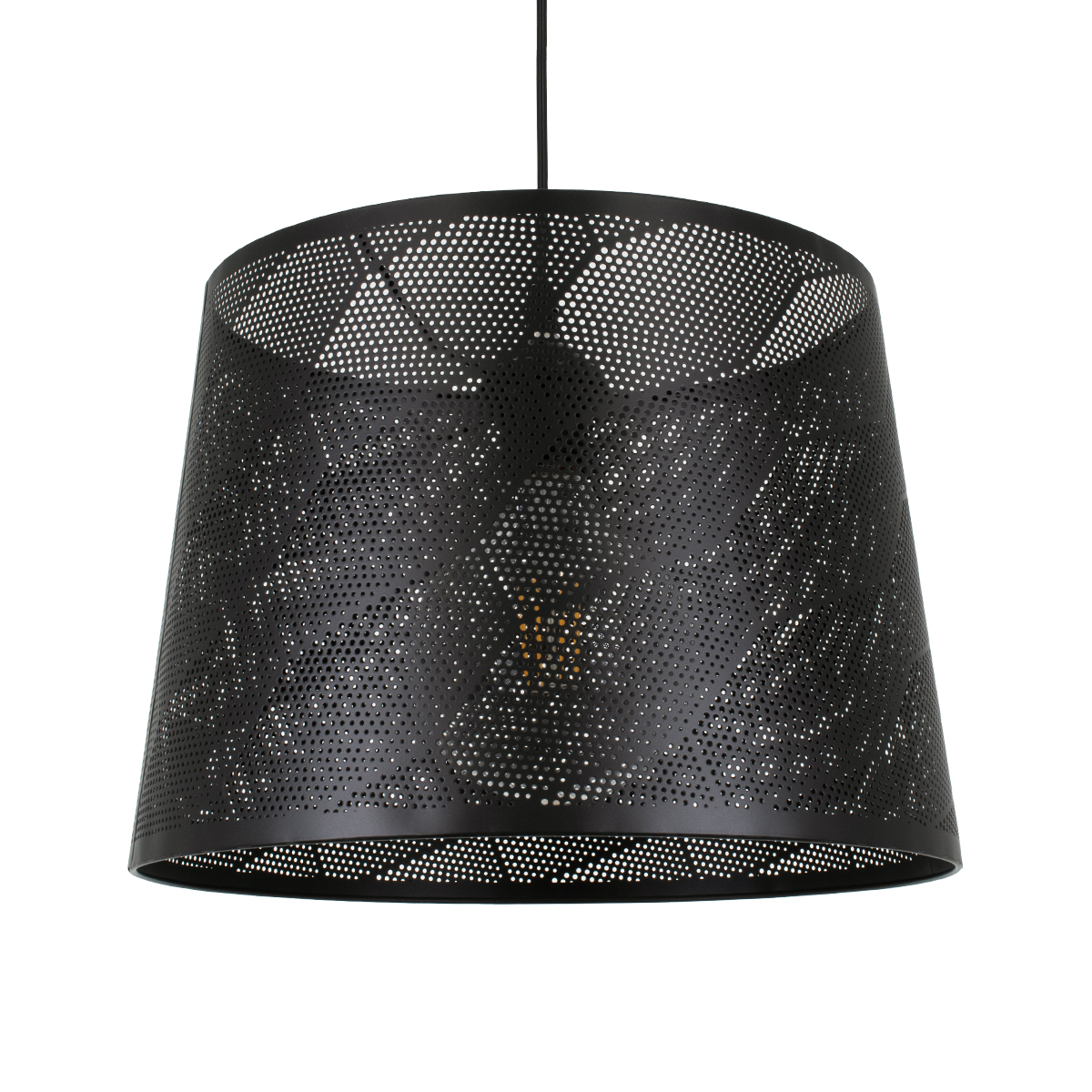 GloboStar® SPARKLE 00733 Μοντέρνο Κρεμαστό Φωτιστικό Καπέλο Μονόφωτο 1 x E27 IP20 Μαύρο Μέταλλο - Μ35 x Π35 x Υ26cm