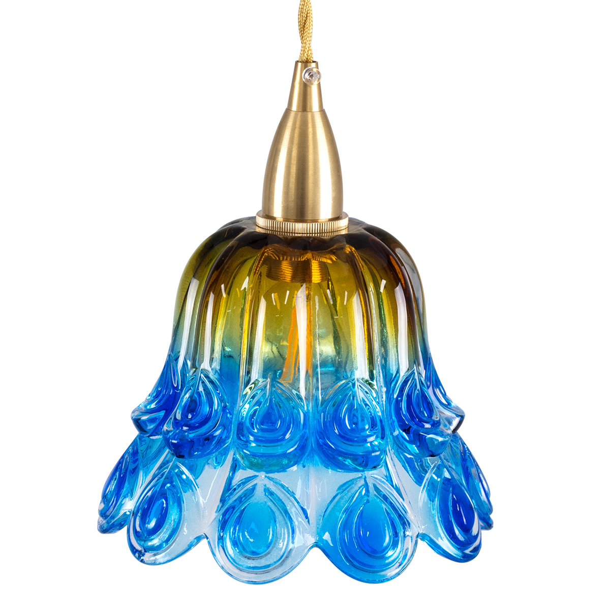 GloboStar® SACHA 00735 Vintage Κρεμαστό Φωτιστικό Καμπάνα Μονόφωτο 1 x E27 IP20 Πολύχρωμο Γυαλί - Μ15 x Π15 x Υ18cm