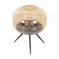 GloboStar® JAVAN 00737 Μοντέρνο Επιτραπέζιο Φωτιστικό Πορτατίφ Λαμπατέρ Μονόφωτο Μελί Γυάλινο Μαύρο Μεταλλικό Φ30 x Υ19cm