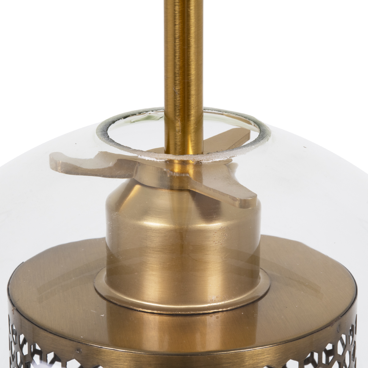 GloboStar® AVERY 00739 Μοντέρνο Κρεμαστό Φωτιστικό Μπάλα Μονόφωτο 1 x E27 IP20 Διάφανο Γυαλί με Χρυσό Μέταλλο - Μ18 x Π18 x Υ38cm