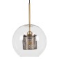 GloboStar® AVERY 00740 Μοντέρνο Κρεμαστό Φωτιστικό Μπάλα Μονόφωτο 1 x E27 IP20 Διάφανο Γυαλί με Χρυσό Μέταλλο - Μ30 x Π30 x Υ48cm
