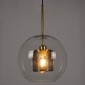 GloboStar® AVERY 00740 Μοντέρνο Κρεμαστό Φωτιστικό Μπάλα Μονόφωτο 1 x E27 IP20 Διάφανο Γυαλί με Χρυσό Μέταλλο - Μ30 x Π30 x Υ48cm