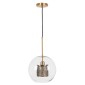 GloboStar® AVERY 00740 Μοντέρνο Κρεμαστό Φωτιστικό Μπάλα Μονόφωτο 1 x E27 IP20 Διάφανο Γυαλί με Χρυσό Μέταλλο - Μ30 x Π30 x Υ48cm