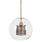 GloboStar® AVERY 00740 Μοντέρνο Κρεμαστό Φωτιστικό Μπάλα Μονόφωτο 1 x E27 IP20 Διάφανο Γυαλί με Χρυσό Μέταλλο - Μ30 x Π30 x Υ48cm