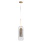 GloboStar® AVERY 00741 Μοντέρνο Κρεμαστό Φωτιστικό Πλέγμα Μονόφωτο 1 x E27 IP20 Διάφανο Γυαλί με Χρυσό Μέταλλο - Μ15 x Π15 x Υ60cm