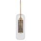 GloboStar® AVERY 00741 Μοντέρνο Κρεμαστό Φωτιστικό Πλέγμα Μονόφωτο 1 x E27 IP20 Διάφανο Γυαλί με Χρυσό Μέταλλο - Μ15 x Π15 x Υ60cm