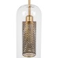 GloboStar® AVERY 00741 Μοντέρνο Κρεμαστό Φωτιστικό Πλέγμα Μονόφωτο 1 x E27 IP20 Διάφανο Γυαλί με Χρυσό Μέταλλο - Μ15 x Π15 x Υ60cm