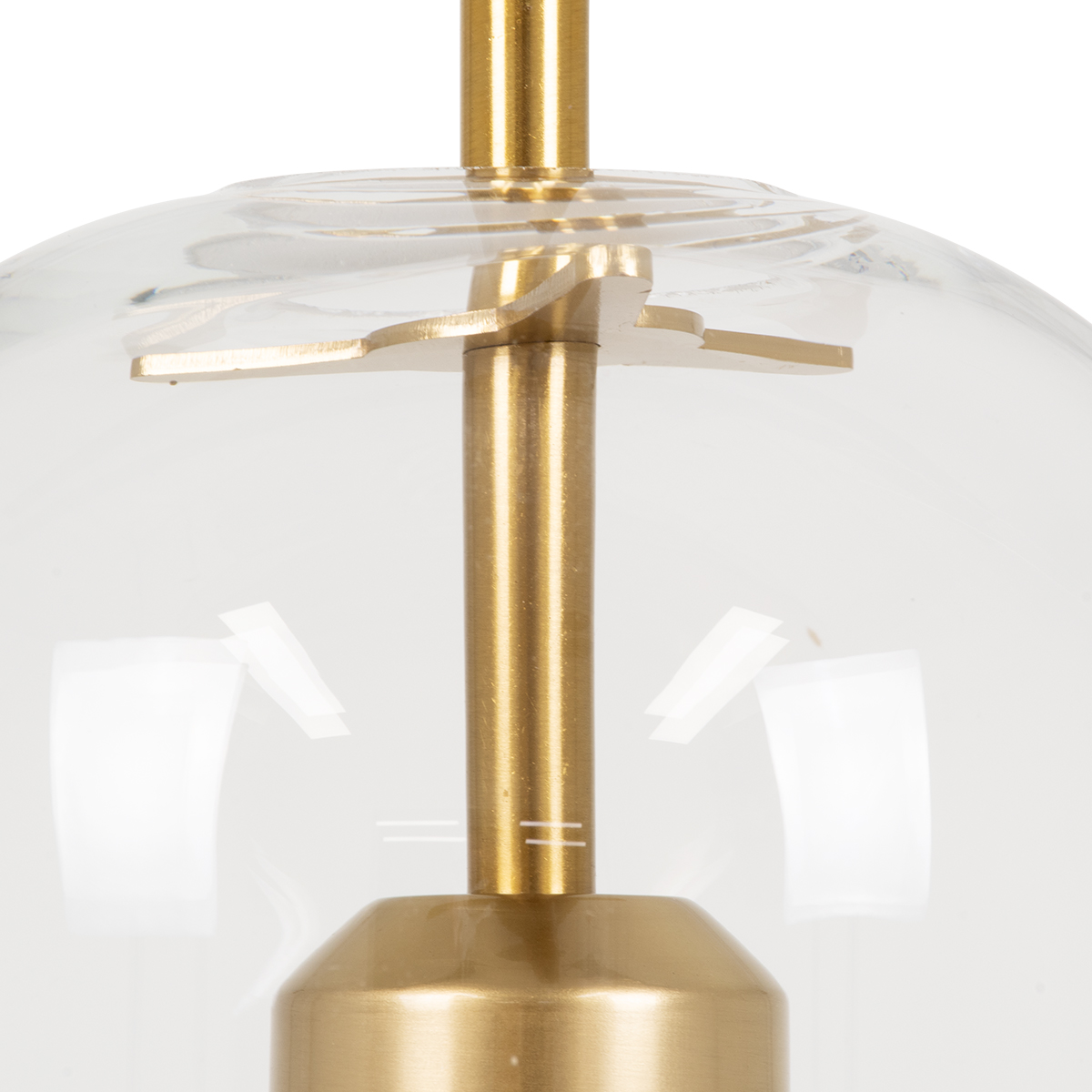 GloboStar® AVERY 00741 Μοντέρνο Κρεμαστό Φωτιστικό Πλέγμα Μονόφωτο 1 x E27 IP20 Διάφανο Γυαλί με Χρυσό Μέταλλο - Μ15 x Π15 x Υ60cm