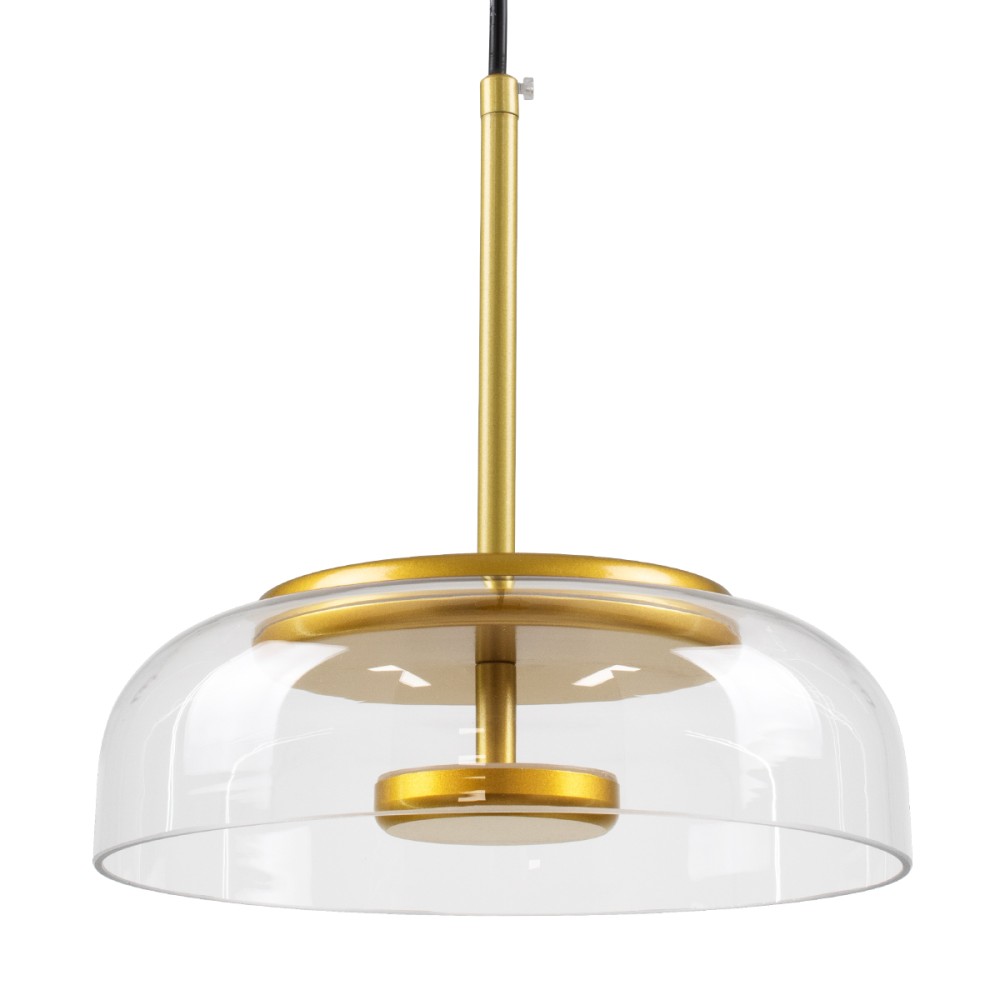 GloboStar® CHARLOTTE 00742 Μοντέρνο Κρεμαστό Φωτιστικό Καμπάνα CREE LED 5W 500lm 180° AC 85-265V IP20 Θερμό Λευκό 2700K Διάφανο Γυαλί με Χρυσό Μέταλλο - Μ23 x Π23 x Υ23cm - 2 Xρόνια Εγγύηση