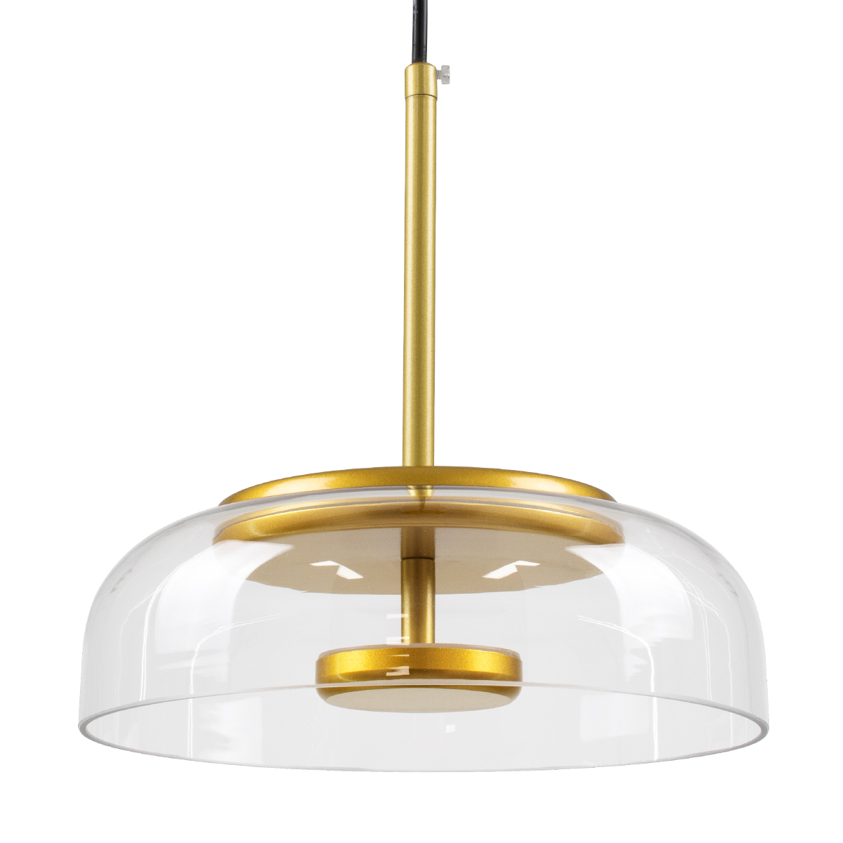 GloboStar® CHARLOTTE 00742 Μοντέρνο Κρεμαστό Φωτιστικό Καμπάνα CREE LED 5W 500lm 180° AC 85-265V IP20 Θερμό Λευκό 2700K Διάφανο Γυαλί με Χρυσό Μέταλλο - Μ23 x Π23 x Υ23cm - 2 Xρόνια Εγγύηση
