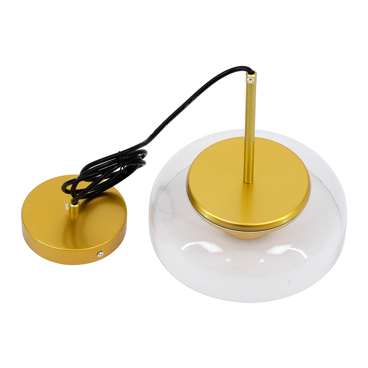 GloboStar® CHARLOTTE 00742 Μοντέρνο Κρεμαστό Φωτιστικό Καμπάνα CREE LED 5W 500lm 180° AC 85-265V IP20 Θερμό Λευκό 2700K Διάφανο Γυαλί με Χρυσό Μέταλλο - Μ23 x Π23 x Υ23cm - 2 Xρόνια Εγγύηση