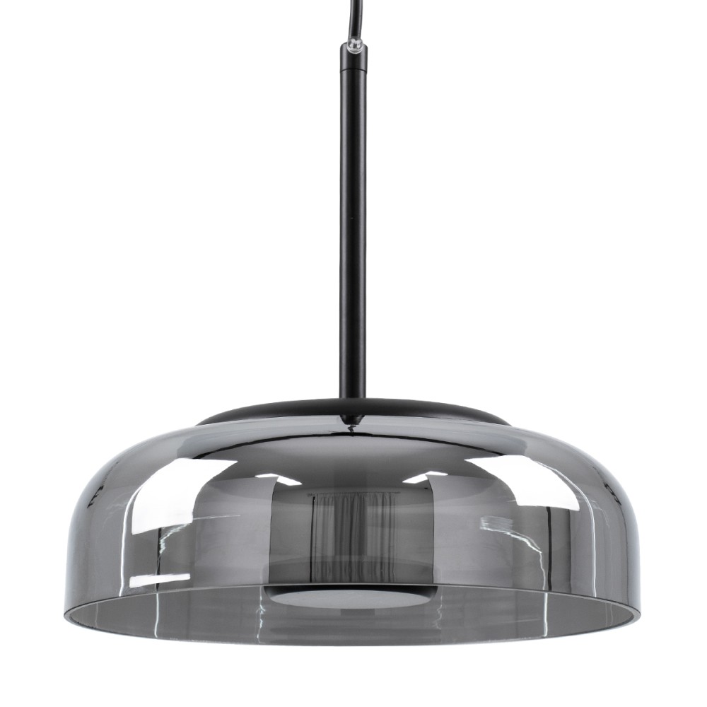 GloboStar® CHARLOTTE 00743 Μοντέρνο Κρεμαστό Φωτιστικό Καμπάνα CREE LED 5W 500lm 180° AC 85-265V IP20 Θερμό Λευκό 2700K Ασημί Γυαλί με Μαύρο Μέταλλο Μ23 x Π23 x Υ23cm - 2 Xρόνια Εγγύηση