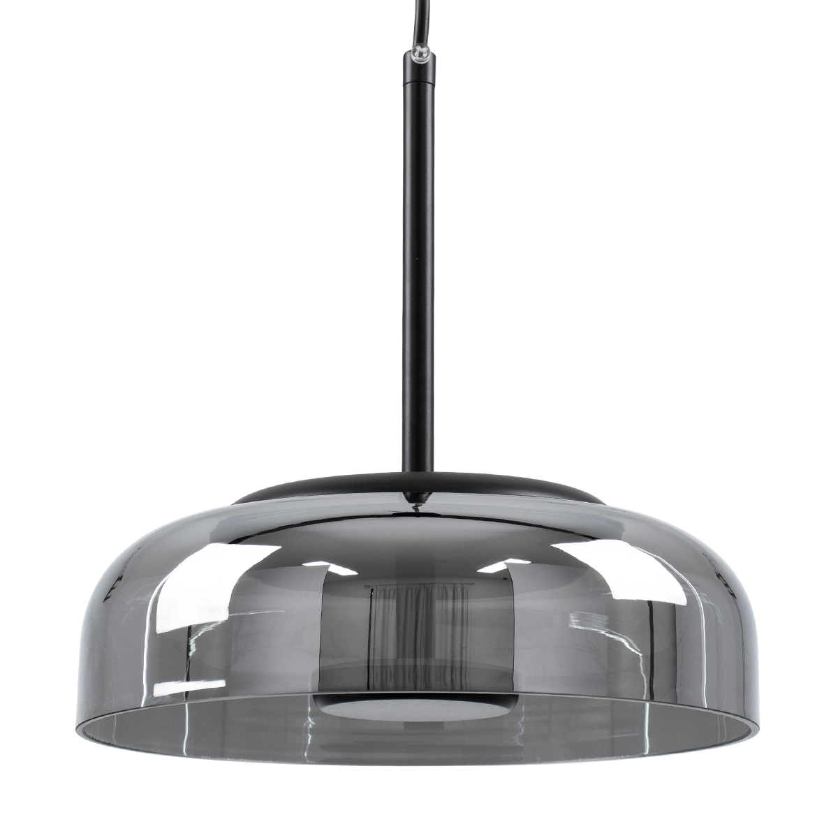 GloboStar® CHARLOTTE 00743 Μοντέρνο Κρεμαστό Φωτιστικό Καμπάνα CREE LED 5W 500lm 180° AC 85-265V IP20 Θερμό Λευκό 2700K Ασημί Γυαλί με Μαύρο Μέταλλο Μ23 x Π23 x Υ23cm - 2 Xρόνια Εγγύηση