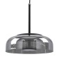 GloboStar® CHARLOTTE 00743 Μοντέρνο Κρεμαστό Φωτιστικό Καμπάνα CREE LED 5W 500lm 180° AC 85-265V IP20 Θερμό Λευκό 2700K Ασημί Γυαλί με Μαύρο Μέταλλο Μ23 x Π23 x Υ23cm - 2 Xρόνια Εγγύηση