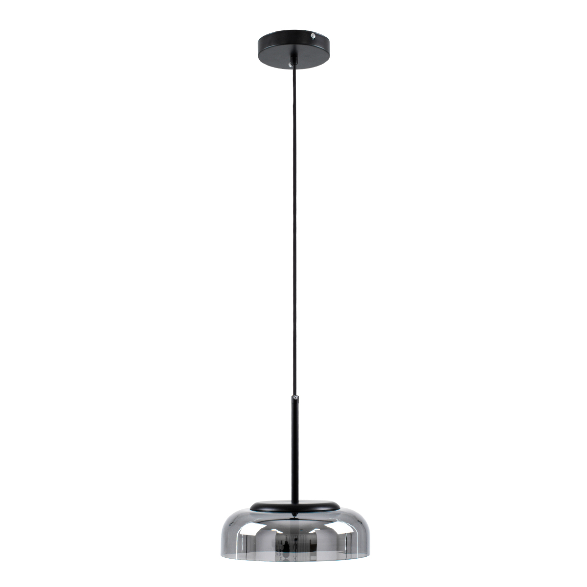 GloboStar® CHARLOTTE 00743 Μοντέρνο Κρεμαστό Φωτιστικό Καμπάνα CREE LED 5W 500lm 180° AC 85-265V IP20 Θερμό Λευκό 2700K Ασημί Γυαλί με Μαύρο Μέταλλο Μ23 x Π23 x Υ23cm - 2 Xρόνια Εγγύηση