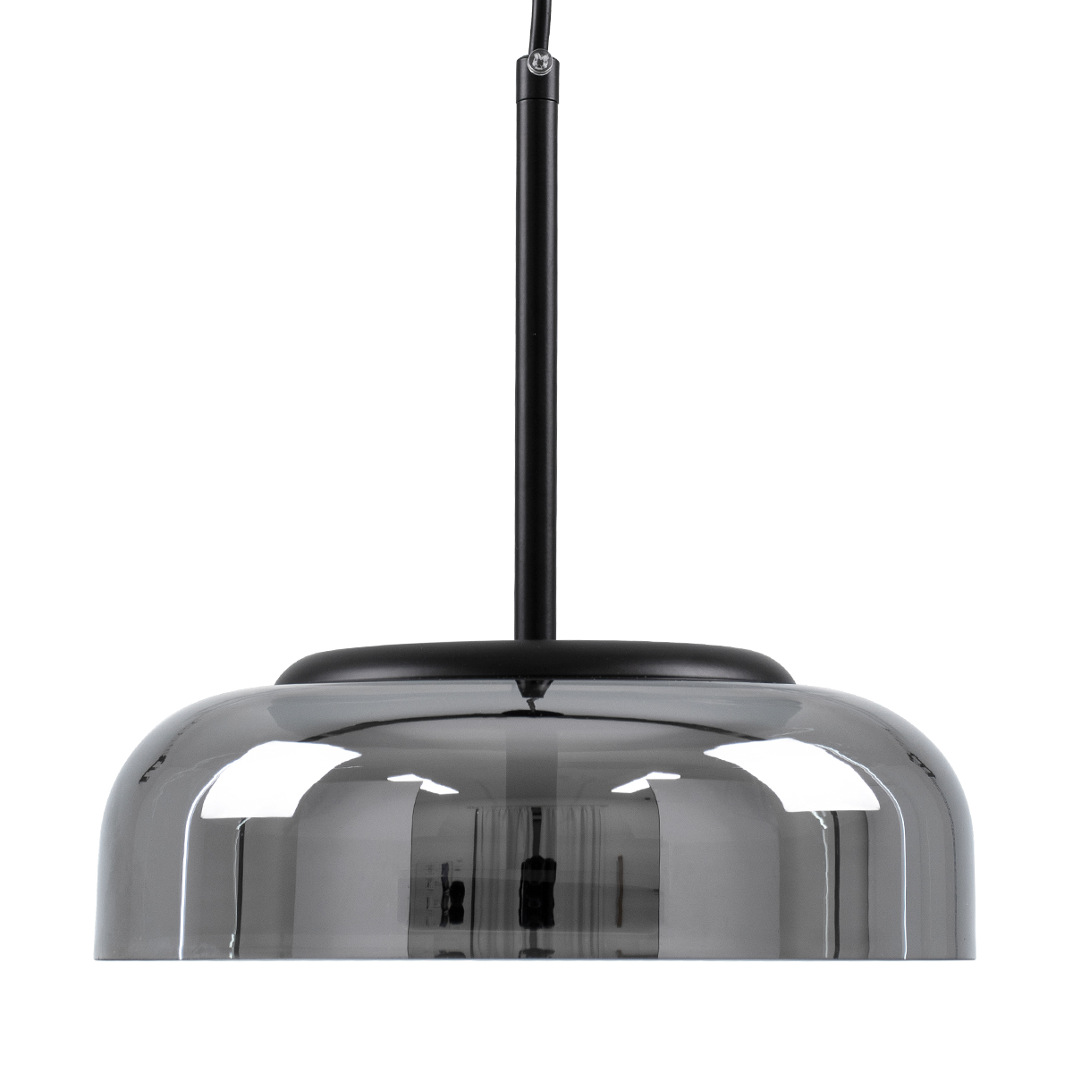 GloboStar® CHARLOTTE 00743 Μοντέρνο Κρεμαστό Φωτιστικό Καμπάνα CREE LED 5W 500lm 180° AC 85-265V IP20 Θερμό Λευκό 2700K Ασημί Γυαλί με Μαύρο Μέταλλο Μ23 x Π23 x Υ23cm - 2 Xρόνια Εγγύηση