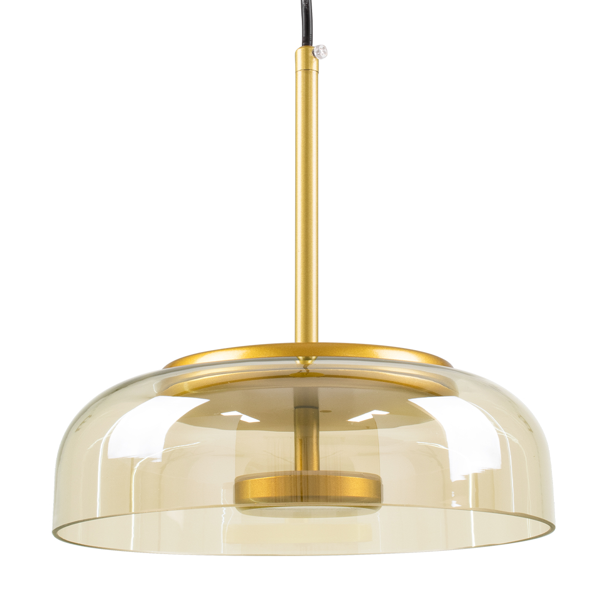 GloboStar® CHARLOTTE 00744 Μοντέρνο Κρεμαστό Φωτιστικό Καμπάνα CREE LED 5W 500lm 180° AC 85-265V IP20 Θερμό Λευκό 2700K Μελί Γυαλί με Χρυσό Μέταλλο - Μ23 x Π23 x Υ23cm - 2 Xρόνια Εγγύηση