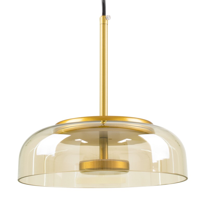 GloboStar® CHARLOTTE 00744 Μοντέρνο Κρεμαστό Φωτιστικό Καμπάνα CREE LED 5W 500lm 180° AC 85-265V IP20 Θερμό Λευκό 2700K Μελί Γυαλί με Χρυσό Μέταλλο - Μ23 x Π23 x Υ23cm - 2 Xρόνια Εγγύηση
