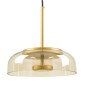 GloboStar® CHARLOTTE 00744 Μοντέρνο Κρεμαστό Φωτιστικό Καμπάνα CREE LED 5W 500lm 180° AC 85-265V IP20 Θερμό Λευκό 2700K Μελί Γυαλί με Χρυσό Μέταλλο - Μ23 x Π23 x Υ23cm - 2 Xρόνια Εγγύηση