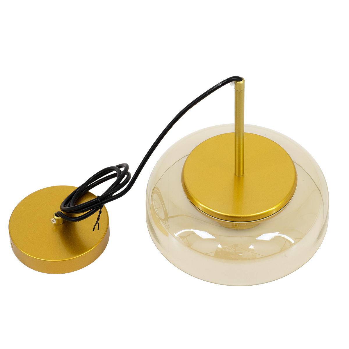 GloboStar® CHARLOTTE 00744 Μοντέρνο Κρεμαστό Φωτιστικό Καμπάνα CREE LED 5W 500lm 180° AC 85-265V IP20 Θερμό Λευκό 2700K Μελί Γυαλί με Χρυσό Μέταλλο - Μ23 x Π23 x Υ23cm - 2 Xρόνια Εγγύηση
