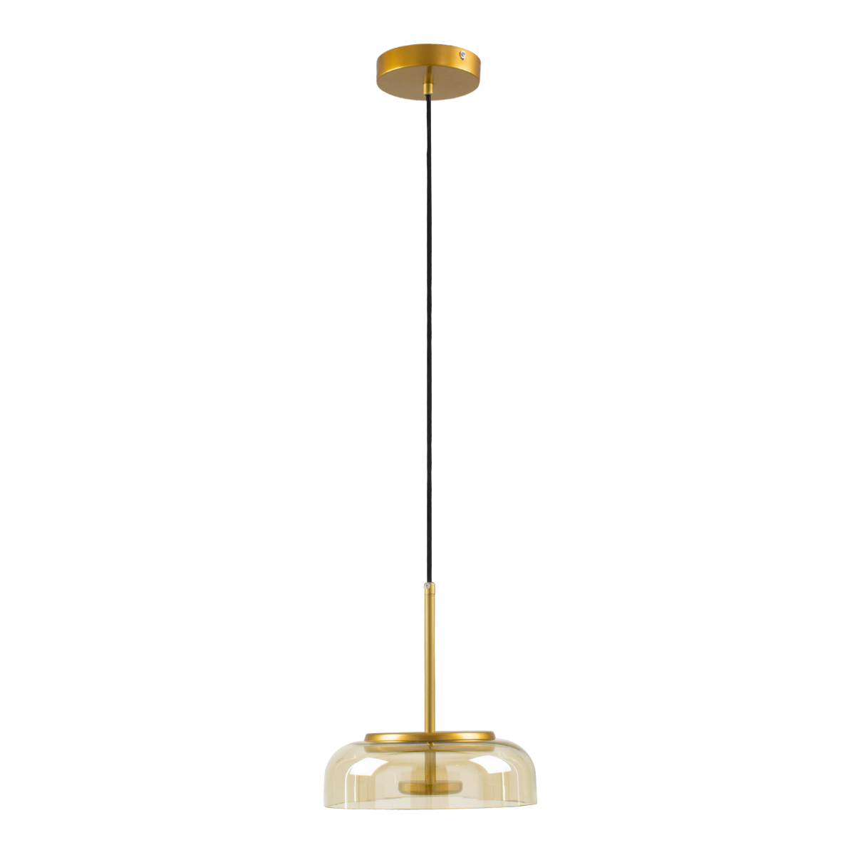 GloboStar® CHARLOTTE 00744 Μοντέρνο Κρεμαστό Φωτιστικό Καμπάνα CREE LED 5W 500lm 180° AC 85-265V IP20 Θερμό Λευκό 2700K Μελί Γυαλί με Χρυσό Μέταλλο - Μ23 x Π23 x Υ23cm - 2 Xρόνια Εγγύηση