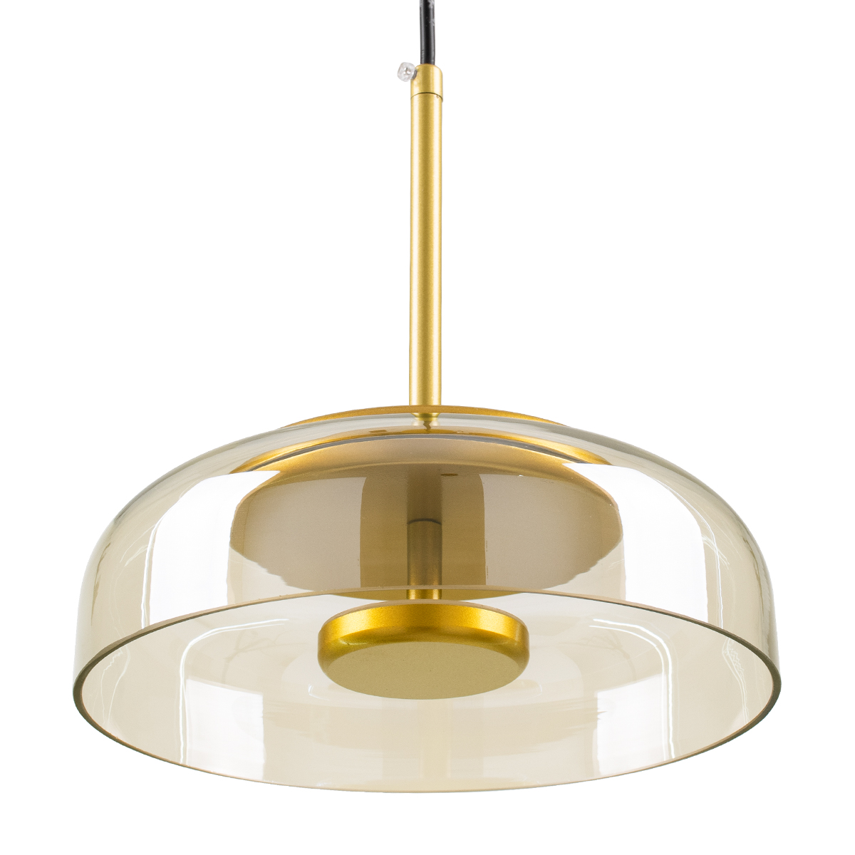 GloboStar® CHARLOTTE 00744 Μοντέρνο Κρεμαστό Φωτιστικό Καμπάνα CREE LED 5W 500lm 180° AC 85-265V IP20 Θερμό Λευκό 2700K Μελί Γυαλί με Χρυσό Μέταλλο - Μ23 x Π23 x Υ23cm - 2 Xρόνια Εγγύηση
