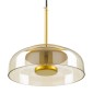 GloboStar® CHARLOTTE 00744 Μοντέρνο Κρεμαστό Φωτιστικό Καμπάνα CREE LED 5W 500lm 180° AC 85-265V IP20 Θερμό Λευκό 2700K Μελί Γυαλί με Χρυσό Μέταλλο - Μ23 x Π23 x Υ23cm - 2 Xρόνια Εγγύηση