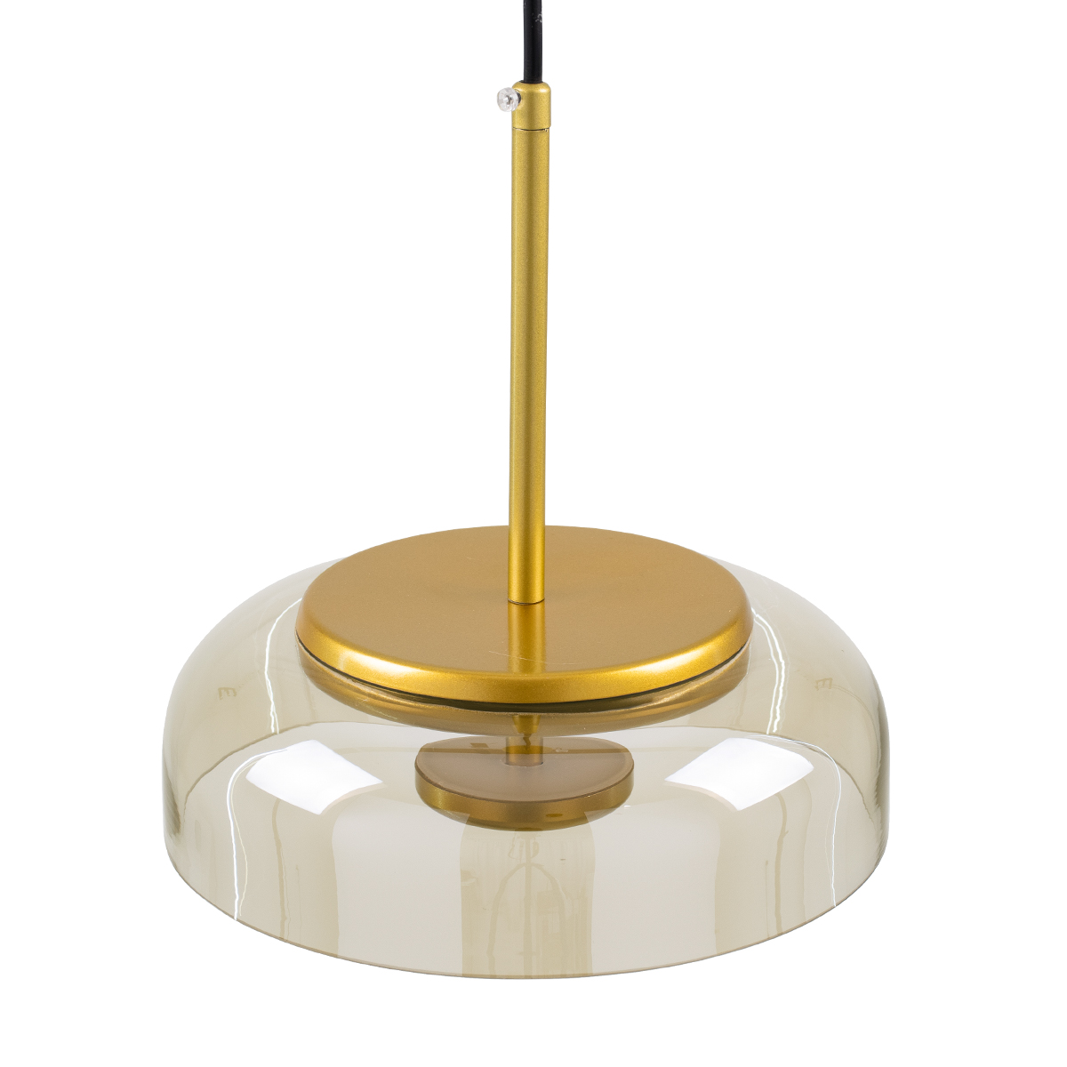 GloboStar® CHARLOTTE 00744 Μοντέρνο Κρεμαστό Φωτιστικό Καμπάνα CREE LED 5W 500lm 180° AC 85-265V IP20 Θερμό Λευκό 2700K Μελί Γυαλί με Χρυσό Μέταλλο - Μ23 x Π23 x Υ23cm - 2 Xρόνια Εγγύηση