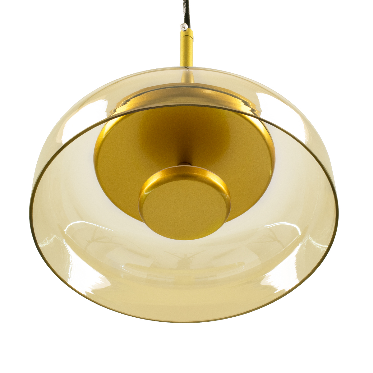GloboStar® CHARLOTTE 00744 Μοντέρνο Κρεμαστό Φωτιστικό Καμπάνα CREE LED 5W 500lm 180° AC 85-265V IP20 Θερμό Λευκό 2700K Μελί Γυαλί με Χρυσό Μέταλλο - Μ23 x Π23 x Υ23cm - 2 Xρόνια Εγγύηση