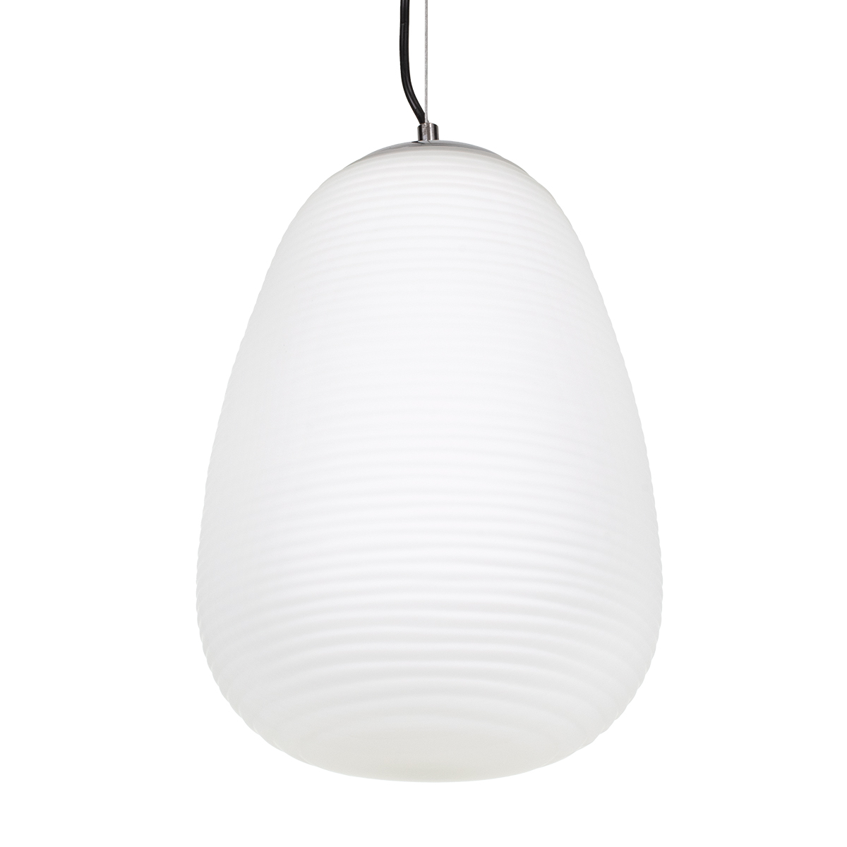 GloboStar® FREYA 00745 Μοντέρνο Κρεμαστό Φωτιστικό Ανάρτηση Μονόφωτο 1 x E27 IP20 Λευκό Γυαλί με Ασημί Μέταλλο - Μ24 x Π24 x Υ35cm