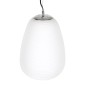 GloboStar® FREYA 00745 Μοντέρνο Κρεμαστό Φωτιστικό Ανάρτηση Μονόφωτο 1 x E27 IP20 Λευκό Γυαλί με Ασημί Μέταλλο - Μ24 x Π24 x Υ35cm