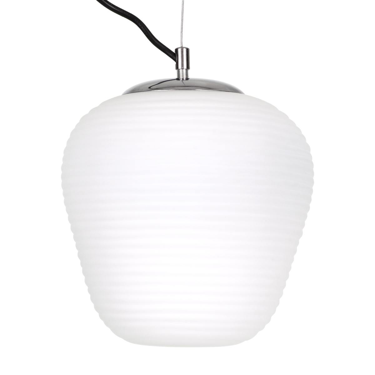 GloboStar® FREYA 00746 Μοντέρνο Κρεμαστό Φωτιστικό Ανάρτηση Μονόφωτο 1 x E27 IP20 Λευκό Γυαλί με Ασημί Μέταλλο - Μ20 x Π20 x Υ23cm