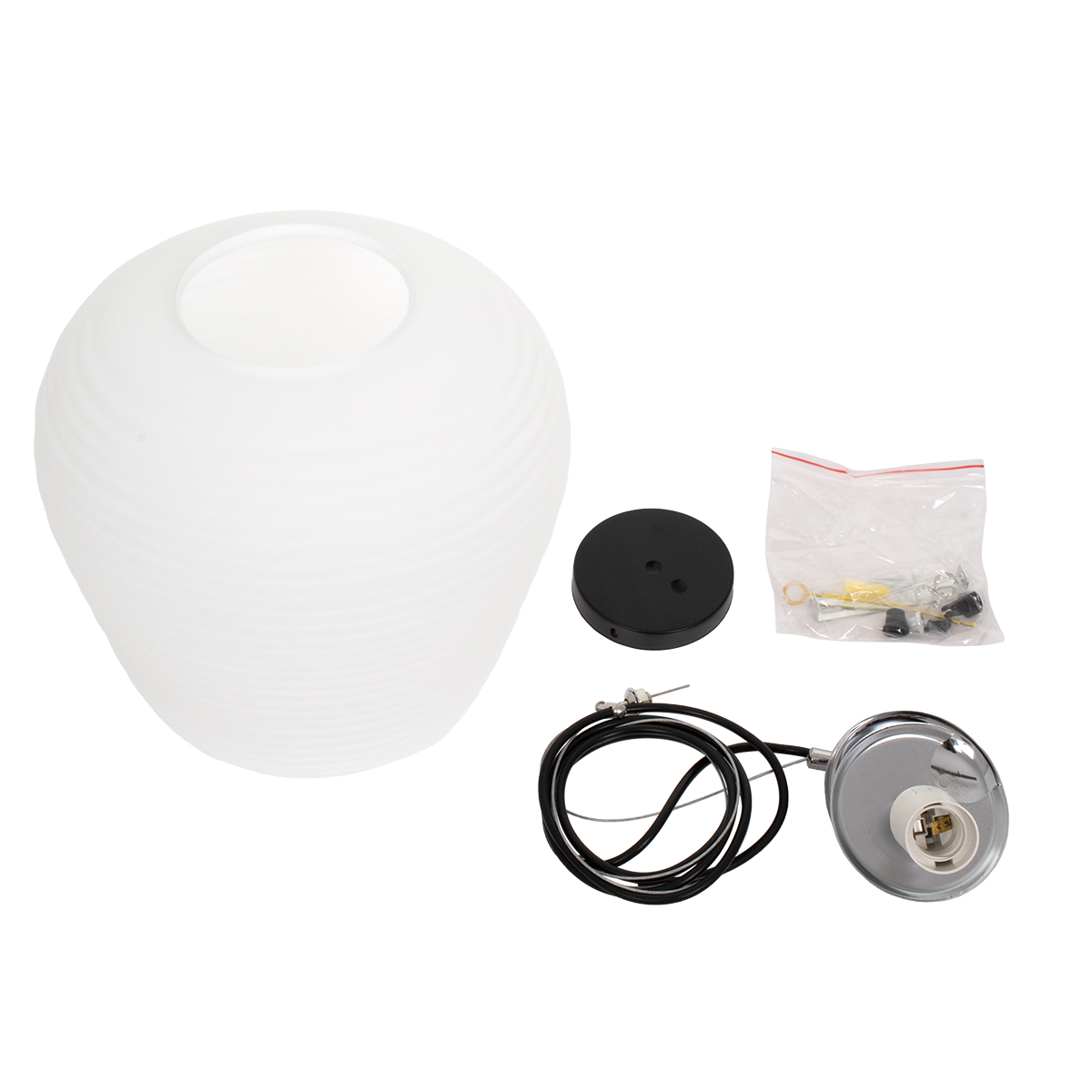 GloboStar® FREYA 00746 Μοντέρνο Κρεμαστό Φωτιστικό Ανάρτηση Μονόφωτο 1 x E27 IP20 Λευκό Γυαλί με Ασημί Μέταλλο - Μ20 x Π20 x Υ23cm