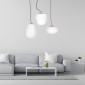 GloboStar® FREYA 00746 Μοντέρνο Κρεμαστό Φωτιστικό Ανάρτηση Μονόφωτο 1 x E27 IP20 Λευκό Γυαλί με Ασημί Μέταλλο - Μ20 x Π20 x Υ23cm