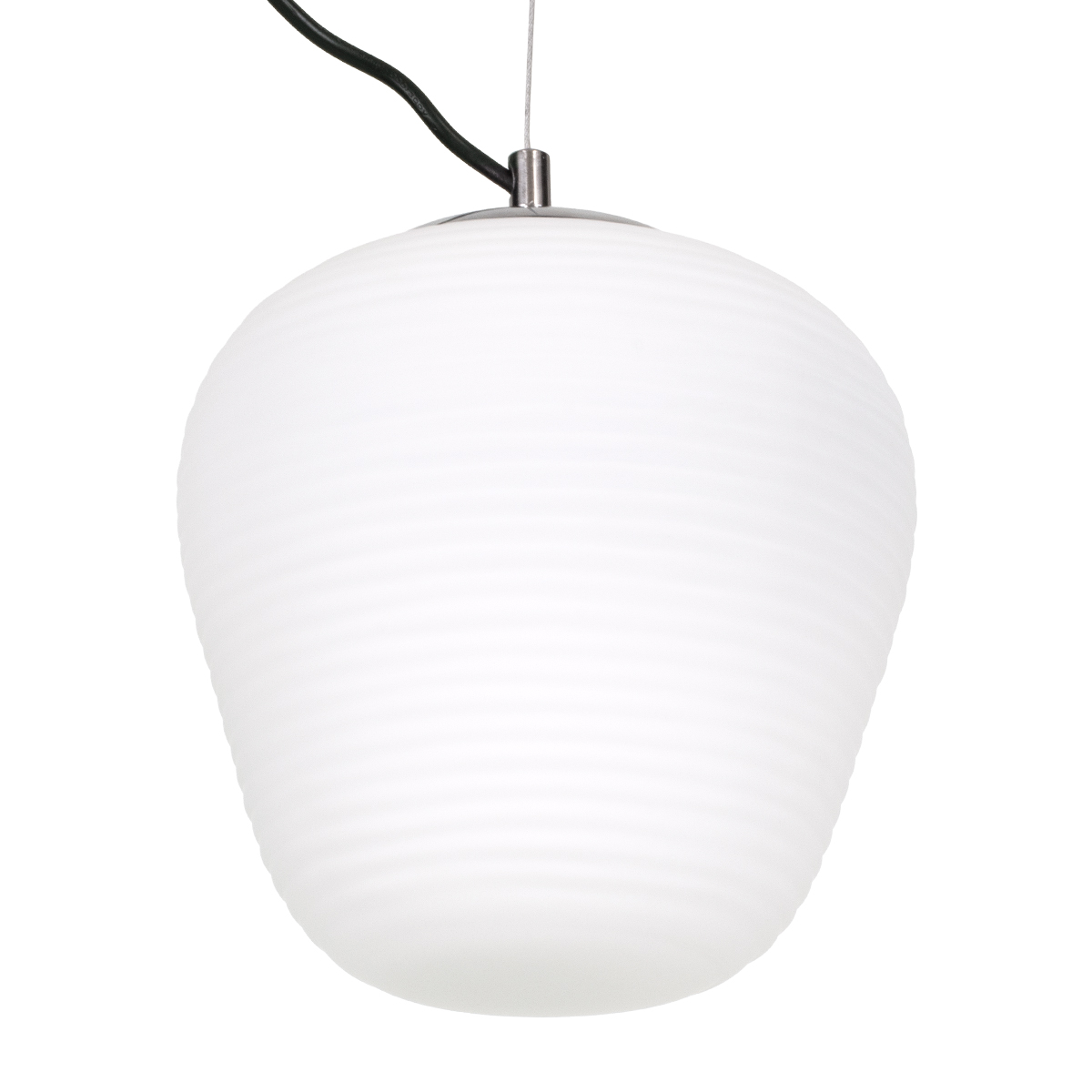 GloboStar® FREYA 00746 Μοντέρνο Κρεμαστό Φωτιστικό Ανάρτηση Μονόφωτο 1 x E27 IP20 Λευκό Γυαλί με Ασημί Μέταλλο - Μ20 x Π20 x Υ23cm