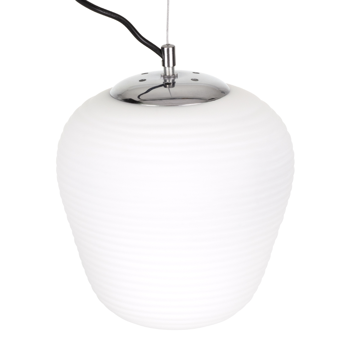 GloboStar® FREYA 00746 Μοντέρνο Κρεμαστό Φωτιστικό Ανάρτηση Μονόφωτο 1 x E27 IP20 Λευκό Γυαλί με Ασημί Μέταλλο - Μ20 x Π20 x Υ23cm