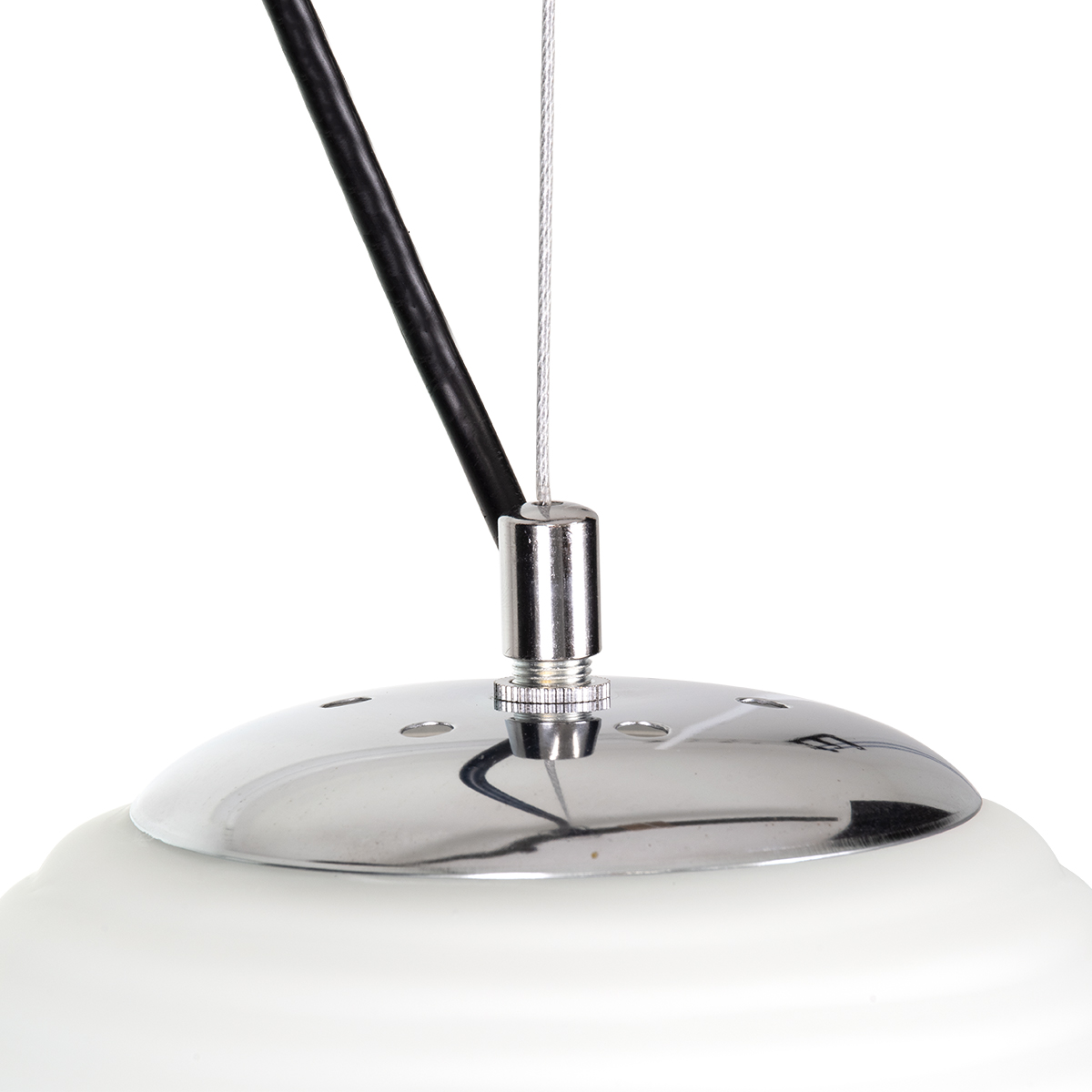 GloboStar® FREYA 00746 Μοντέρνο Κρεμαστό Φωτιστικό Ανάρτηση Μονόφωτο 1 x E27 IP20 Λευκό Γυαλί με Ασημί Μέταλλο - Μ20 x Π20 x Υ23cm